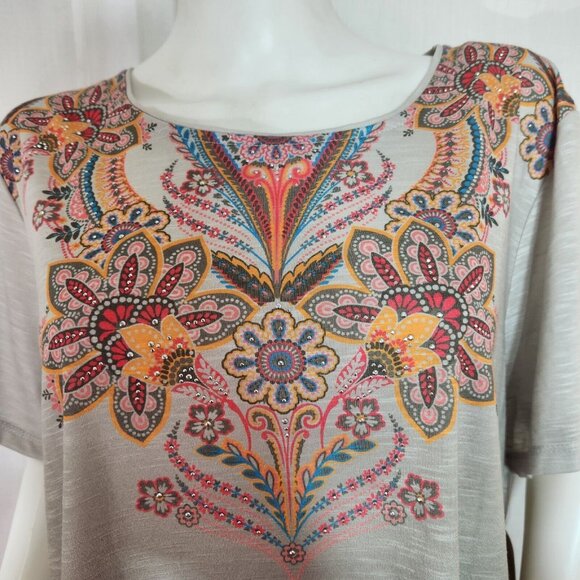 Allison Daley Women's Floral Top  Blouse Boho Plus Size 2X Light Green NWT (11) - Picture 5 of 11